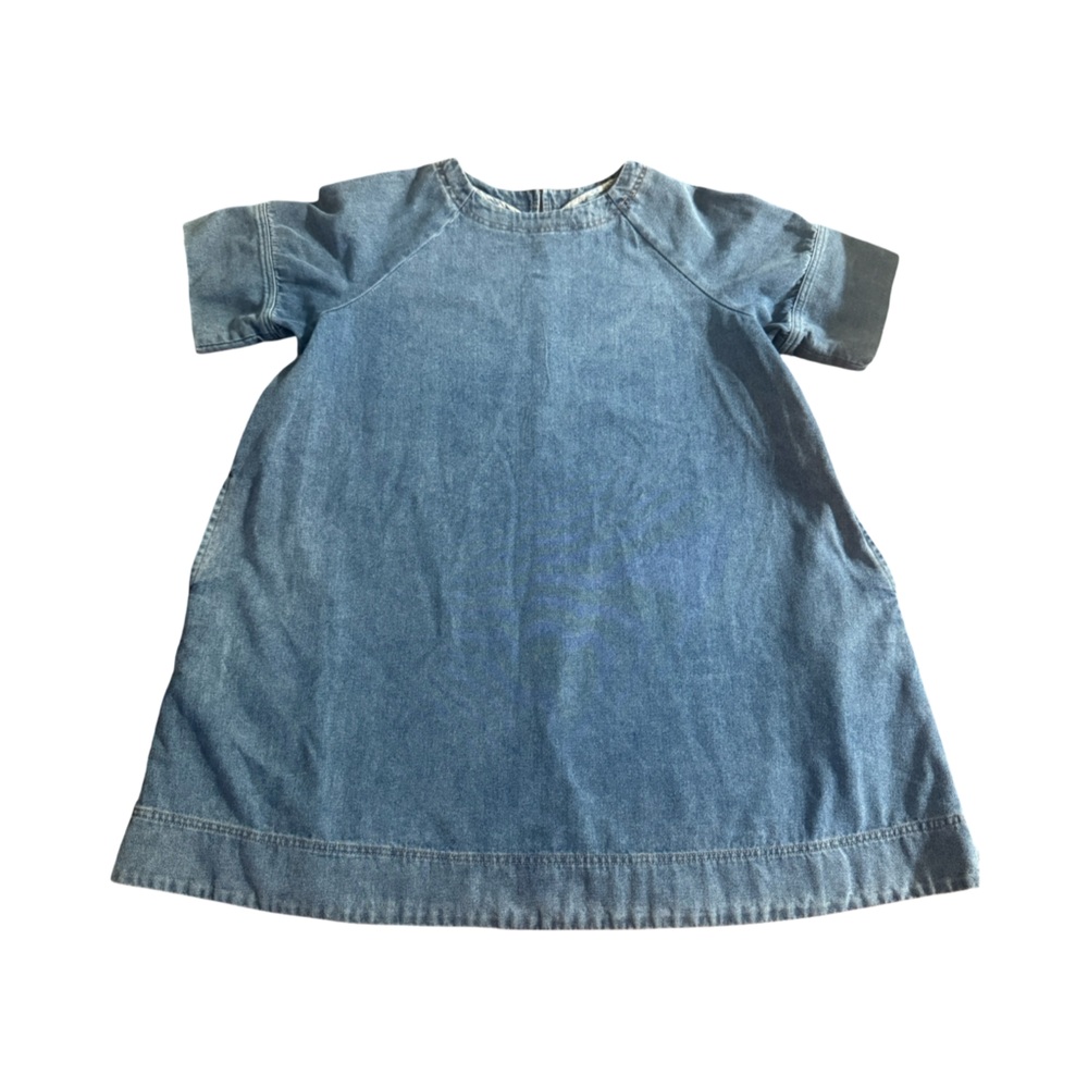 Anthropologie Porridge Short-Sleeve Denim Swing Mini Dress - Picture 7 of 13